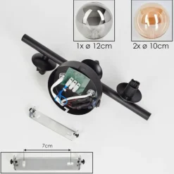 hofstein Applique murale - Verre Chehalis Ambre, Fumé, 3 lumières