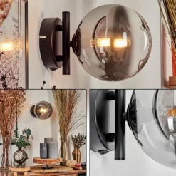 hofstein Applique murale - Verre Chehalis Clair, Fumé, 1 lumière