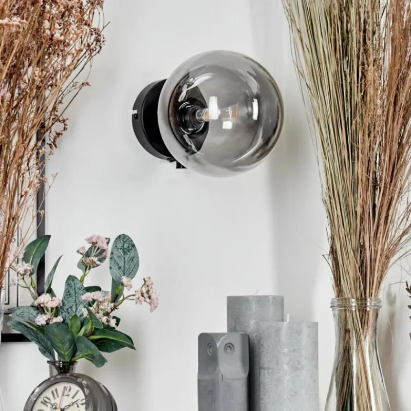 hofstein Applique murale - Verre Chehalis Clair, Fumé, 1 lumière