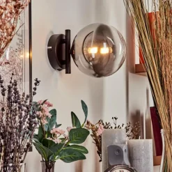 hofstein Applique murale - Verre Chehalis Clair, Fumé, 1 lumière