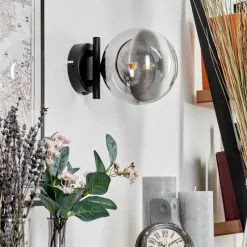 hofstein Applique murale - Verre Chehalis Clair, Fumé, 1 lumière