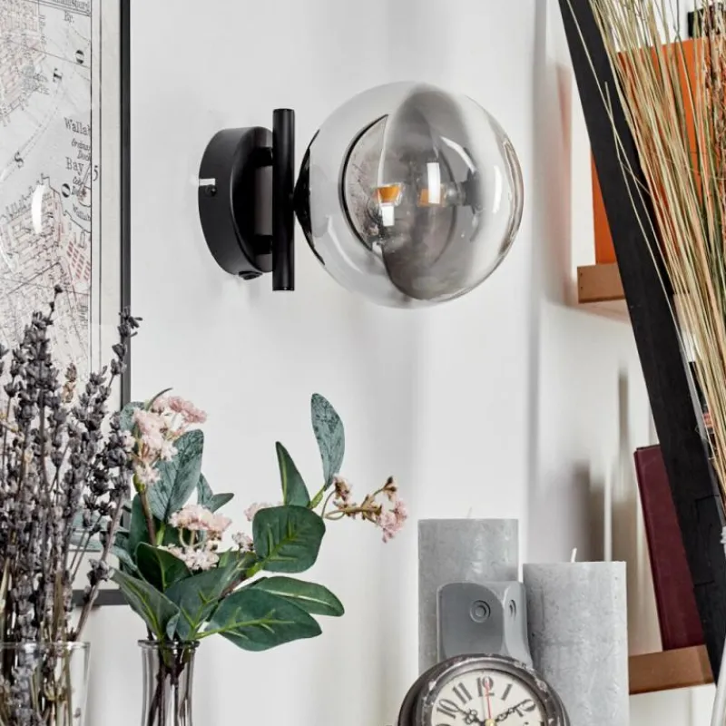 hofstein Applique murale - Verre Chehalis Clair, Fumé, 1 lumière