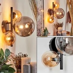 hofstein Applique murale - Verre Chehalis Ambre, Fumé, 3 lumières