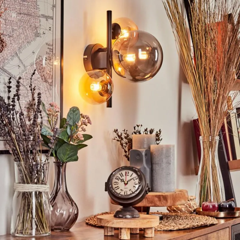 hofstein Applique murale - Verre Chehalis Ambre, Fumé, 3 lumières