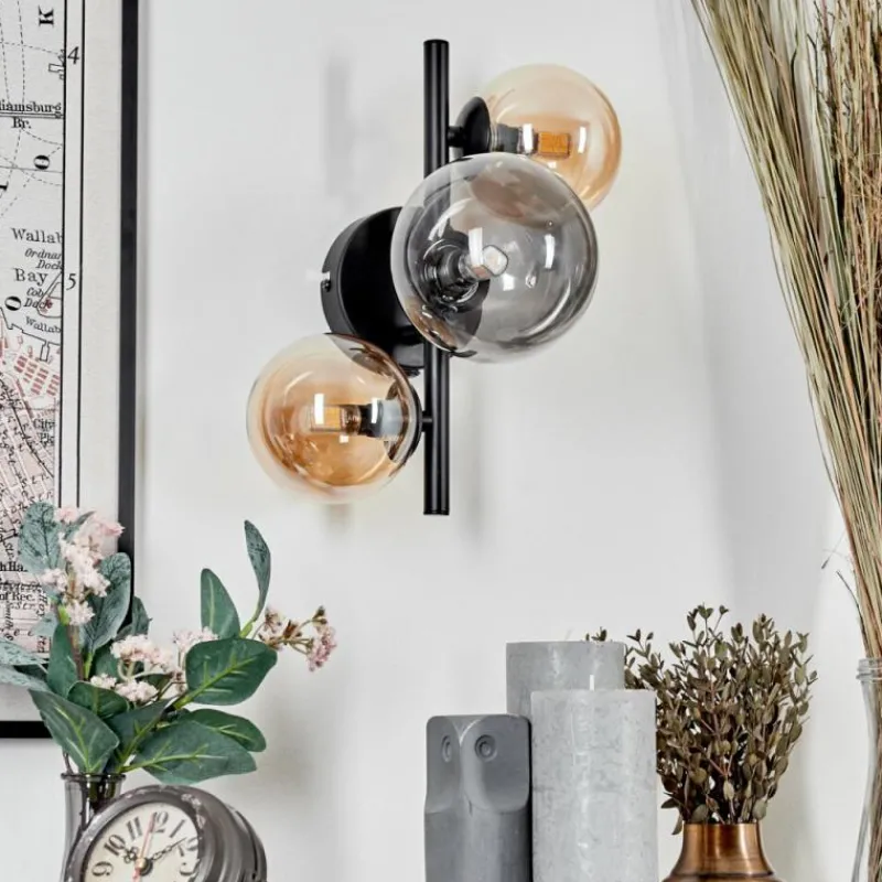 hofstein Applique murale - Verre Chehalis Ambre, Clair, Fumé, 3 lumières