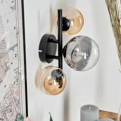 hofstein Applique murale - Verre Chehalis Ambre, Clair, Fumé, 3 lumières