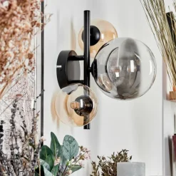 hofstein Applique murale - Verre Chehalis Ambre, Fumé, 3 lumières