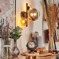 hofstein Applique murale - Verre Chehalis Ambre, Fumé, 3 lumières