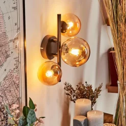 hofstein Applique murale - Verre Chehalis Ambre, 3 lumières
