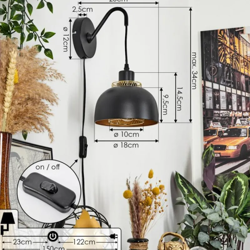 Lampes Dorées-hofstein Applique murale Wambez Noir, 1 lumière