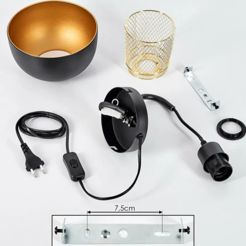 Lampes Dorées-hofstein Applique murale Wambez Noir, 1 lumière