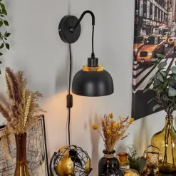 Lampes Dorées-hofstein Applique murale Wambez Noir, 1 lumière