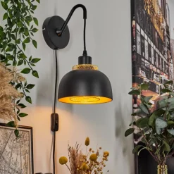 Lampes Dorées-hofstein Applique murale Wambez Noir, 1 lumière