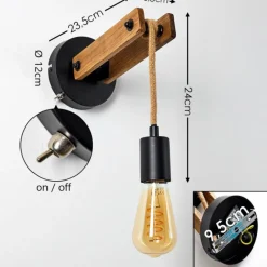 Luminaires Scandinaves-hofstein Applique murale Aarhus Bois foncé, Noir, 1 lumière