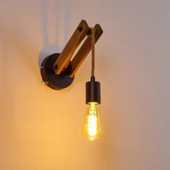 Luminaires Scandinaves-hofstein Applique murale Aarhus Bois foncé, Noir, 1 lumière