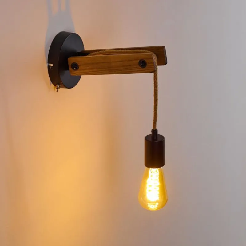 Luminaires Scandinaves-hofstein Applique murale Aarhus Bois foncé, Noir, 1 lumière