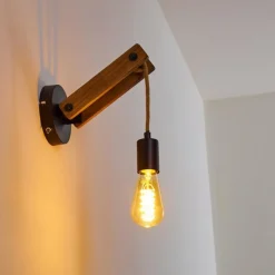 Luminaires Scandinaves-hofstein Applique murale Aarhus Bois foncé, Noir, 1 lumière