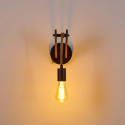 Luminaires Scandinaves-hofstein Applique murale Aarhus Bois foncé, Noir, 1 lumière