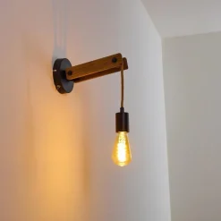 Luminaires Scandinaves-hofstein Applique murale Aarhus Bois foncé, Noir, 1 lumière