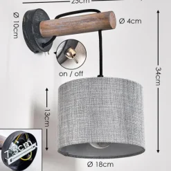 Lampes En Tissu-hofstein Applique murale Adelboden Bois foncé, Noir, 1 lumière
