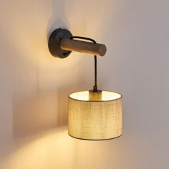 Lampes En Tissu-hofstein Applique murale Adelboden Bois foncé, Noir, 1 lumière