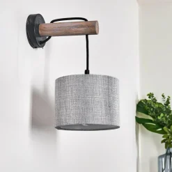 Lampes En Tissu-hofstein Applique murale Adelboden Bois foncé, Noir, 1 lumière