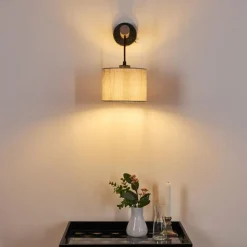 Lampes En Tissu-hofstein Applique murale Adelboden Bois foncé, Noir, 1 lumière