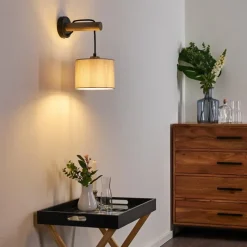 Lampes En Tissu-hofstein Applique murale Adelboden Bois foncé, Noir, 1 lumière