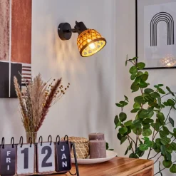 Style Boho-Chic-hofstein Applique murale Aeschi Noir, 1 lumière