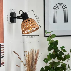 Style Boho-Chic-hofstein Applique murale Aeschi Noir, 1 lumière