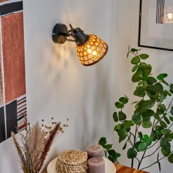 Style Boho-Chic-hofstein Applique murale Aeschi Noir, 1 lumière