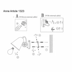 Luminaires Steinhauer Applique murale Anne Lighting ANNE Noir, 1 lumière* Appliques