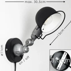 hofstein Applique murale Arild Noir, Argenté, 1 lumière