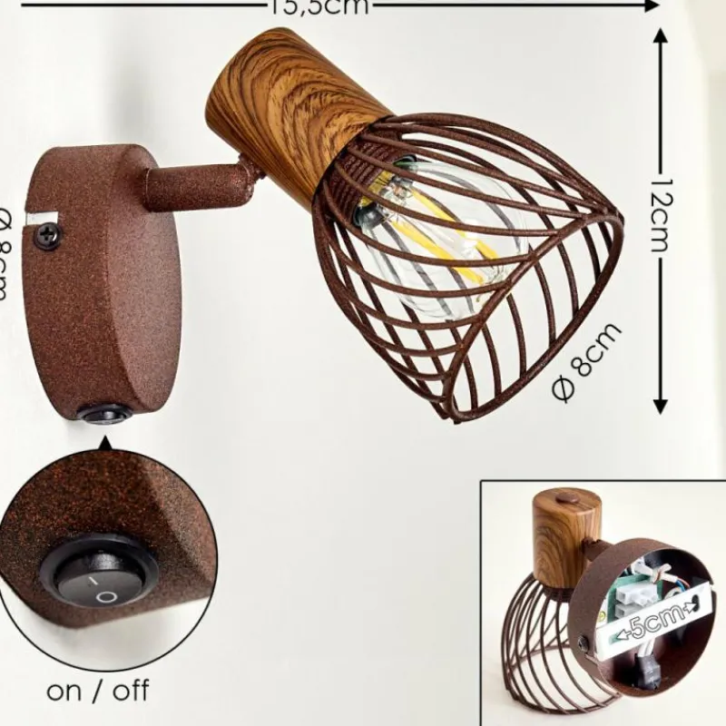 hofstein Applique murale Arjen Bois foncé, Rouille, 1 lumière