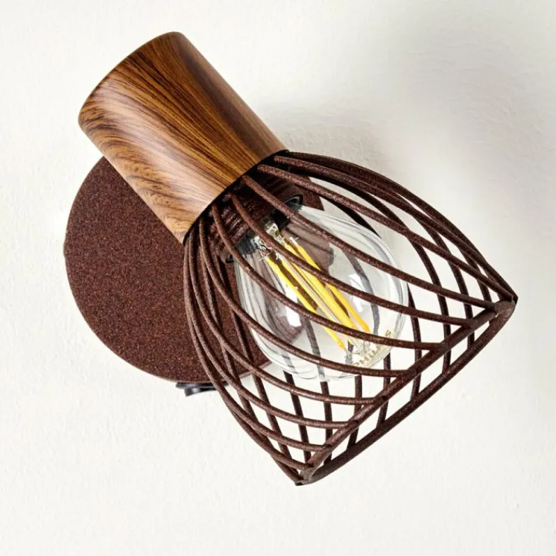 hofstein Applique murale Arjen Bois foncé, Rouille, 1 lumière