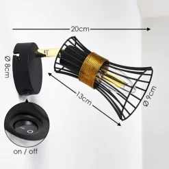 Lampes Dorées-hofstein Applique murale Ayen Noir doré, 1 lumière