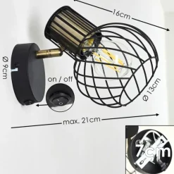 Lampes Dorées-hofstein Applique murale Bacau Noir doré, 1 lumière