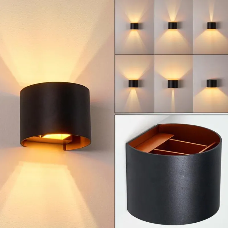 hofstein Applique murale Badajoz LED Cuivre, Noir, 1 lumière