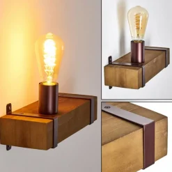 Lampes Industrielles-hofstein Applique murale Balakovo Bois foncé, Rouille, 1 lumière