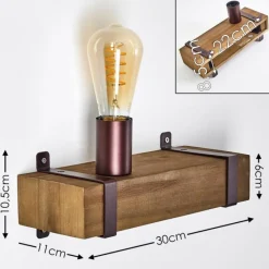 Lampes Industrielles-hofstein Applique murale Balakovo Bois foncé, Rouille, 1 lumière