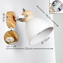 Luminaires Rustiques-hofstein Applique murale Banjul Bois clair, Blanc, 1 lumière