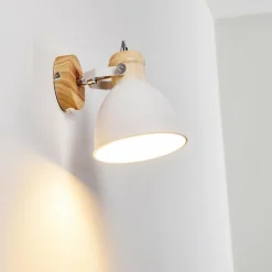 Luminaires Rustiques-hofstein Applique murale Banjul Bois clair, Blanc, 1 lumière