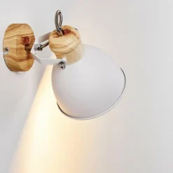 Luminaires Rustiques-hofstein Applique murale Banjul Bois clair, Blanc, 1 lumière