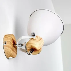 Luminaires Rustiques-hofstein Applique murale Banjul Bois clair, Blanc, 1 lumière