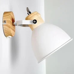 Luminaires Rustiques-hofstein Applique murale Banjul Bois clair, Blanc, 1 lumière