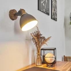 Lampes Industrielles-hofstein Applique murale Banjul Gris, Bois foncé, 1 lumière