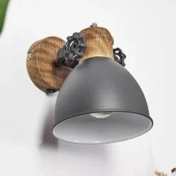 Lampes Industrielles-hofstein Applique murale Banjul Gris, Bois foncé, 1 lumière
