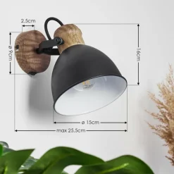Lampes Industrielles-hofstein Applique murale Banjul Noir, 1 lumière