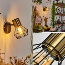 Lampes Vintages & Rétros-hofstein Applique murale Bardhaman Laiton, Noir, 1 lumière