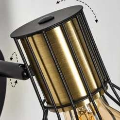 Lampes Vintages & Rétros-hofstein Applique murale Bardhaman Laiton, Noir, 1 lumière